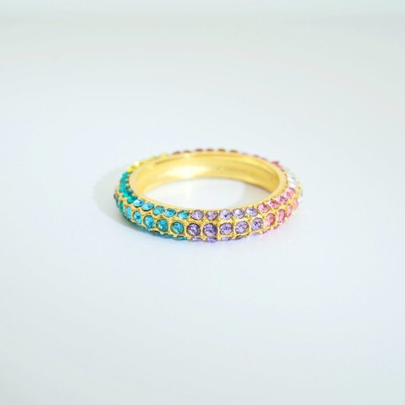 Lana Coloured Crystals Band 18K Gold Plated Ring - Picture 1 of 7